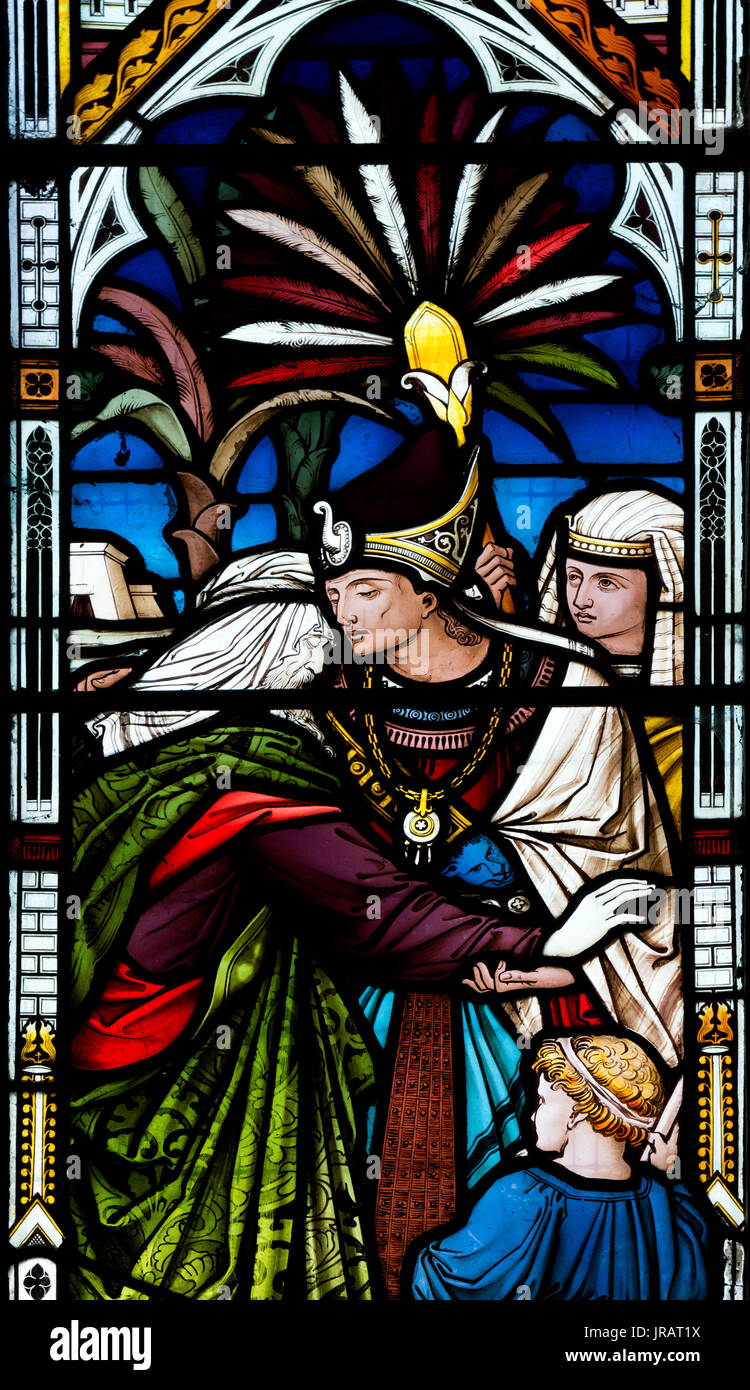 Biblical stained glass in St. Andrew`s Church, Arthingworth